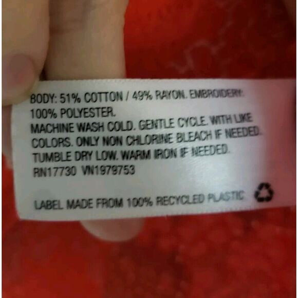 KNOX ROSE SIZE XS (oversized) Cross-stitched EMBROIDERED Red Boho 3/4 Sleeve Top - Picture 9 of 11